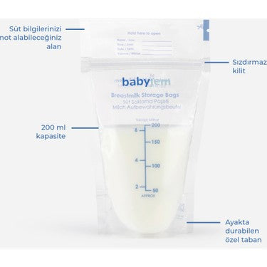 Ultra Koruyucu Süt Saklama Poşetleri, 25 Adet BPA İçermeyen Pratik Kullanım