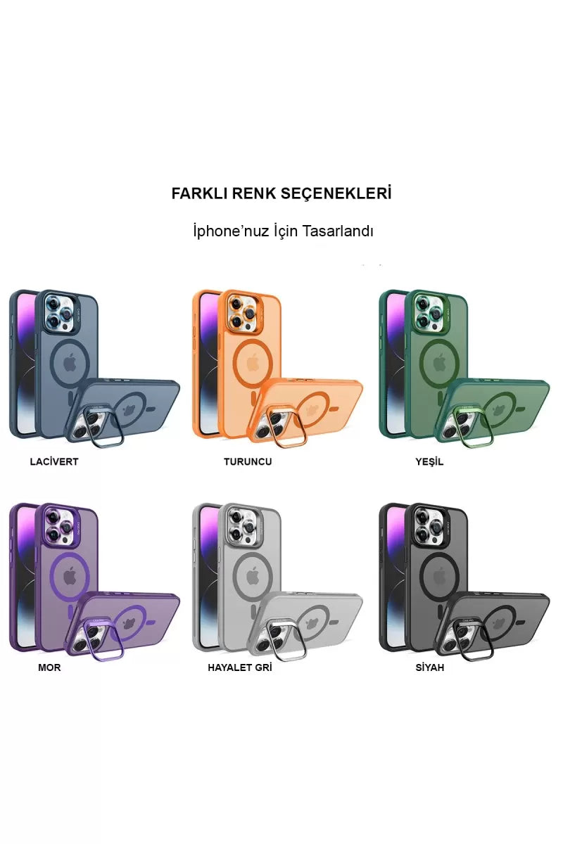 iPhone 14 Pro Kılıf Flet Lens Magsafe Kapak - Turuncu