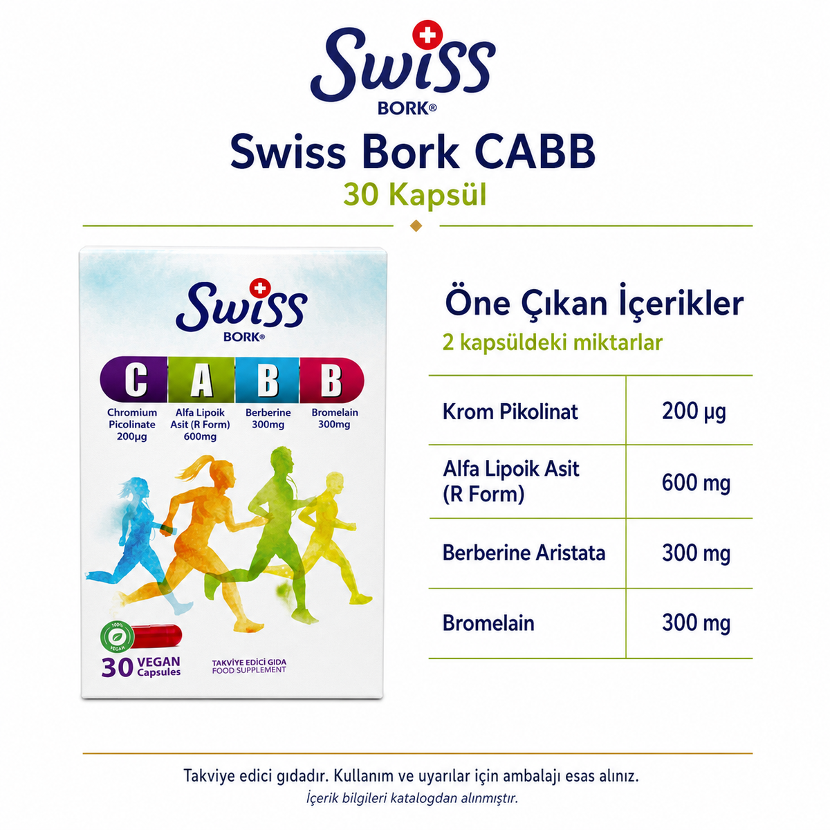 Swiss Bork CABB Krom ve Bitkisel Bileşen Kompleksi 30 Kapsül