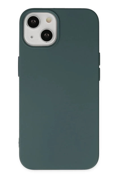 iPhone 14 Kılıf Nano içi Kadife Silikon - Koyu Yeşil