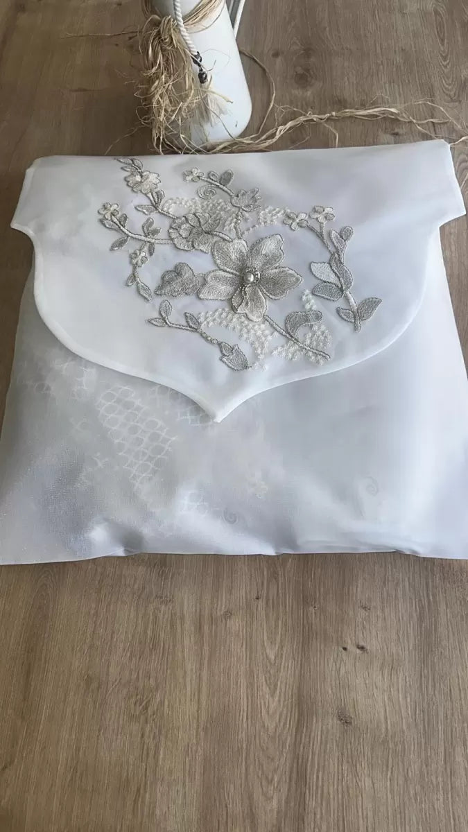 Fransız Güpürlü Zarf Bohça Nişan Söz Saten Bohça Lüks 3 Boyutlu Çeyizlik Bohça 50x50 cm 1 Adet