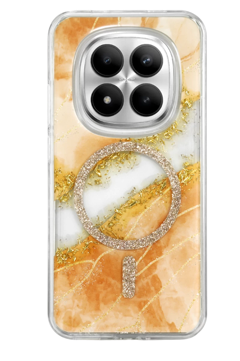Onegif Redmi Note 15 Pro 5G Lotus Simli Magsafe Kapak - Turuncu