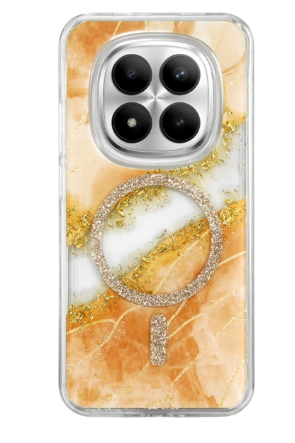 Onegif Redmi Note 15 Pro 5G Lotus Simli Magsafe Kapak - Turuncu