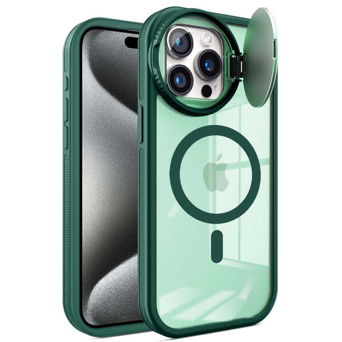 iPhone 14 Pro Max Kılıf Teleskop Lens Magsafe Silikon Kapak - Koyu Yeşil