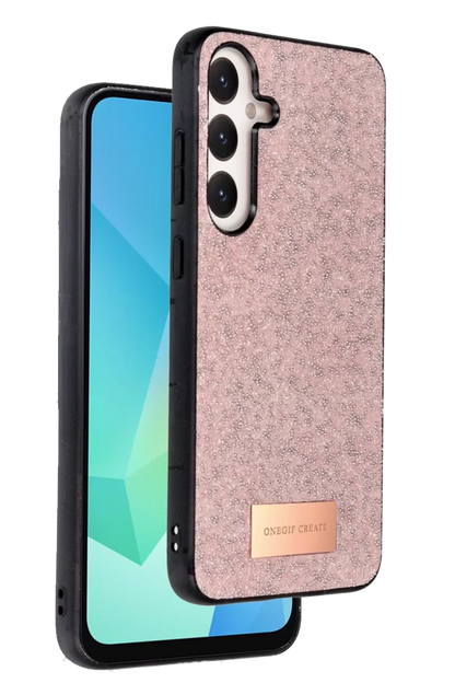 Onegif Galaxy A56 Bright Simli Kapak - Pembe