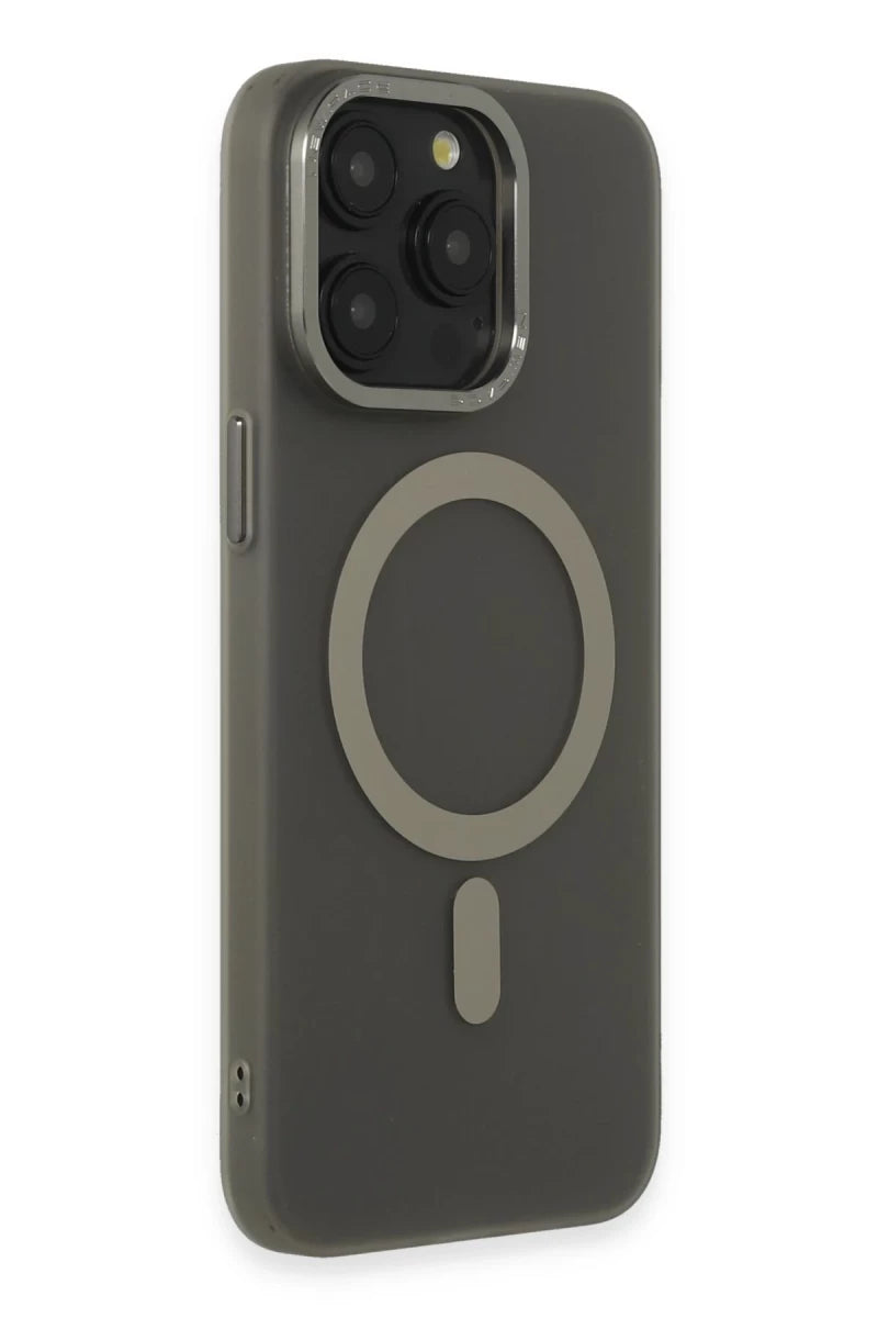 iPhone 15 Pro Max Kılıf Lodos Magneticsafe Mat Kapak - Titan Gri