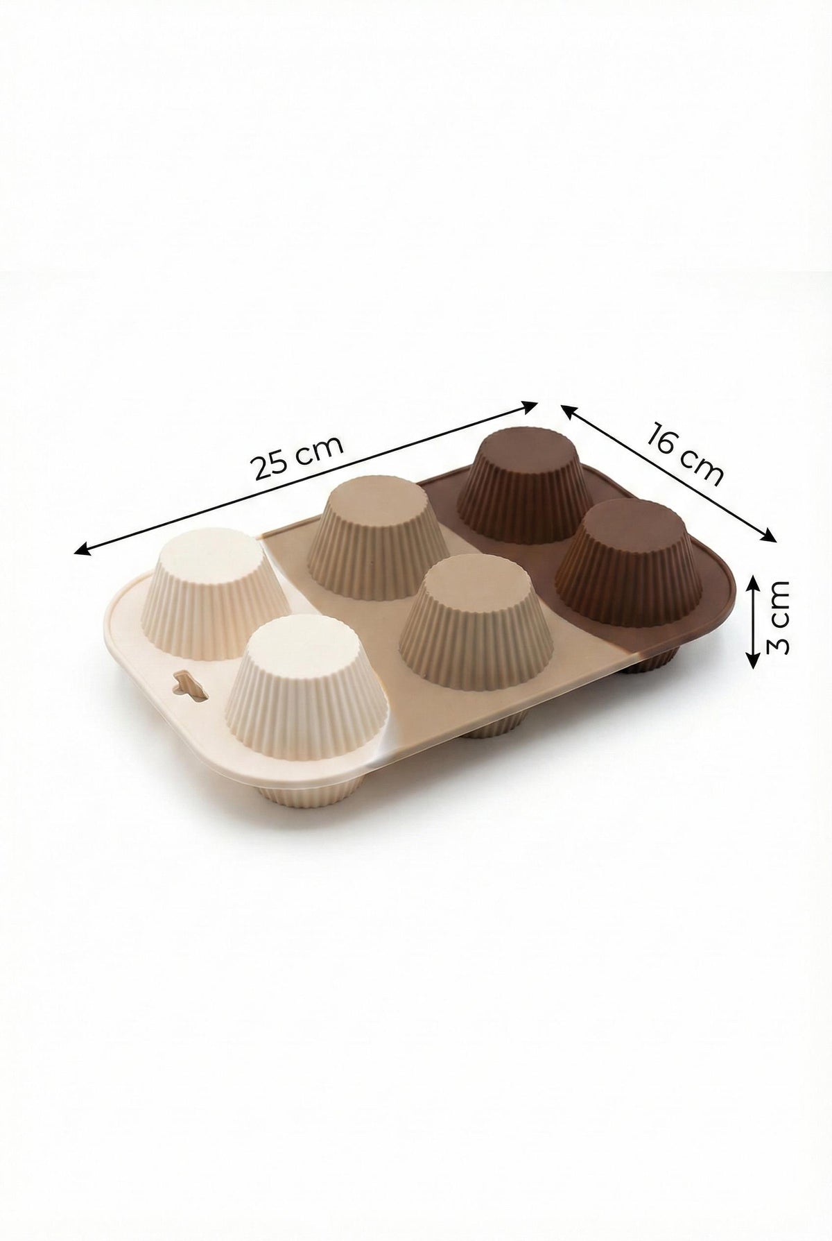 Kahve Rengi 6’lı Silikon Kek Ve Çikolata Kalıbı & Muffin Kabı Pişirme Gereci 16x25 cm