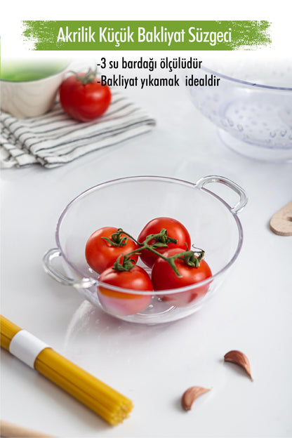 Akrilik Şeffaf Mini Pirinç Süzgeçi & Bakliyat Süzgeçi (3 Su Bardağı Ölçülü)