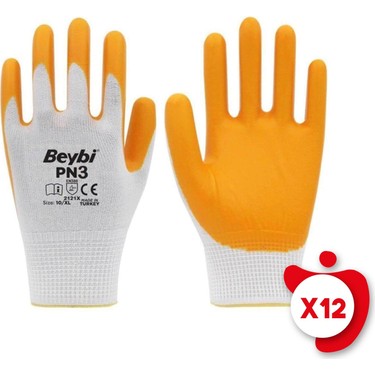 Pn3 Polyester Örme Nitril İş Eldiveni 10 Beden 12 Adet