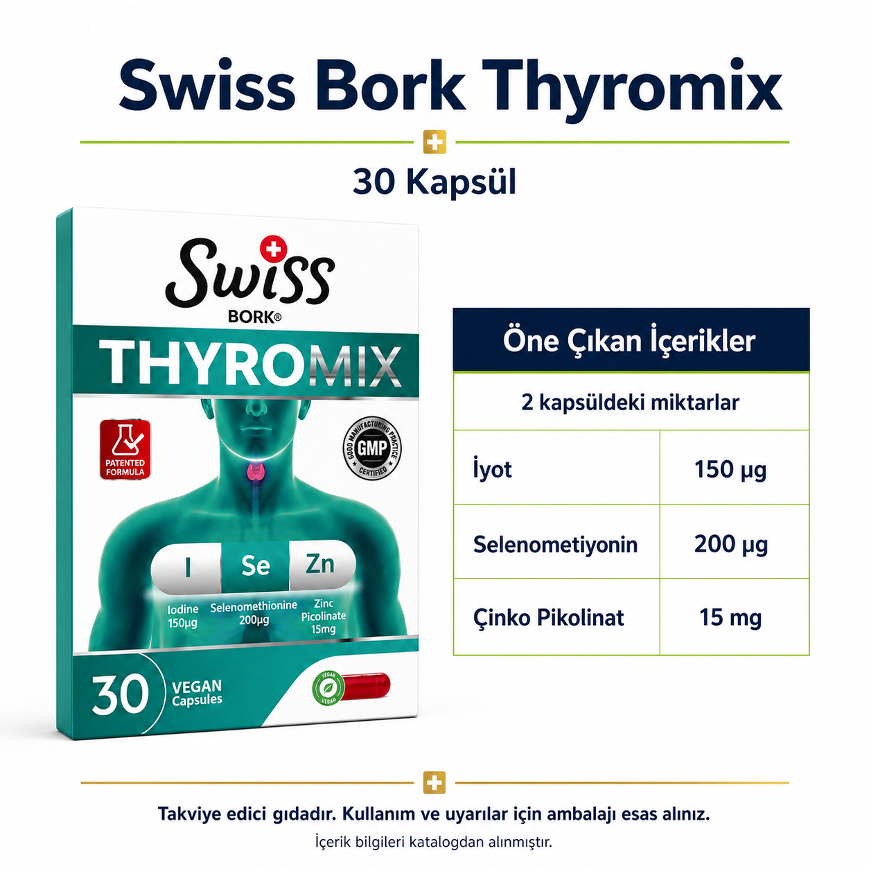 Swiss Bork Thyromix İyot Selenyum ve Çinko 30 Kapsül