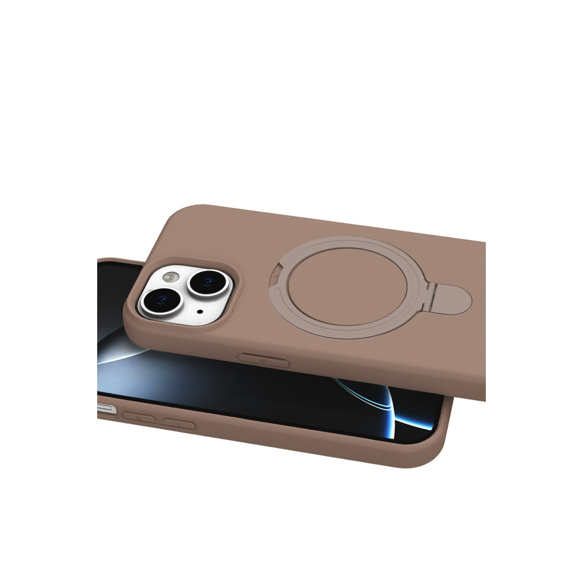 iPhone 15 Plus Regal Magsafe Standlı Kapak - Çöl Titanyum