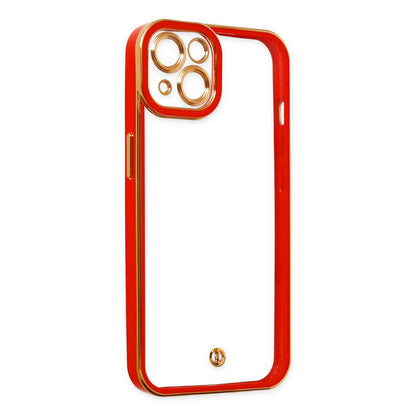 iPhone 14 Plus Kılıf Liva Lens Silikon - Kırmızı
