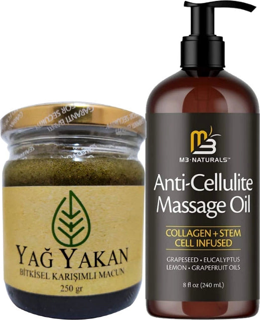 Gizmur Store Anti-Cellulite Massage Oil 240 ml Selülitlere Karşı Masaj Yağı + Yağyakan Macunu Zayıflatmaya Macun 250 gr