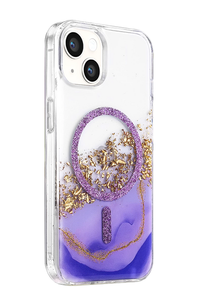 Onegif iPhone 15 Lotus Simli Magsafe Kapak - Mor
