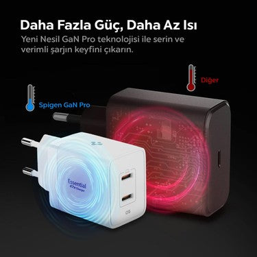 47W USB-C 2 Portlu Mini Hızlı Şarj Aleti ile Isı Düşürücü