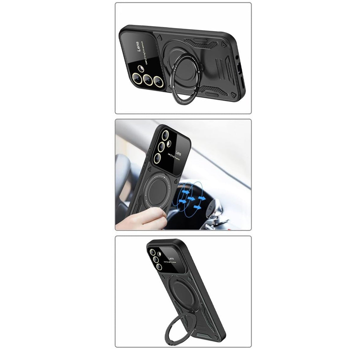 Galaxy S24 FE Kılıf Joy Lens Standlı Kapak - Koyu Yeşil
