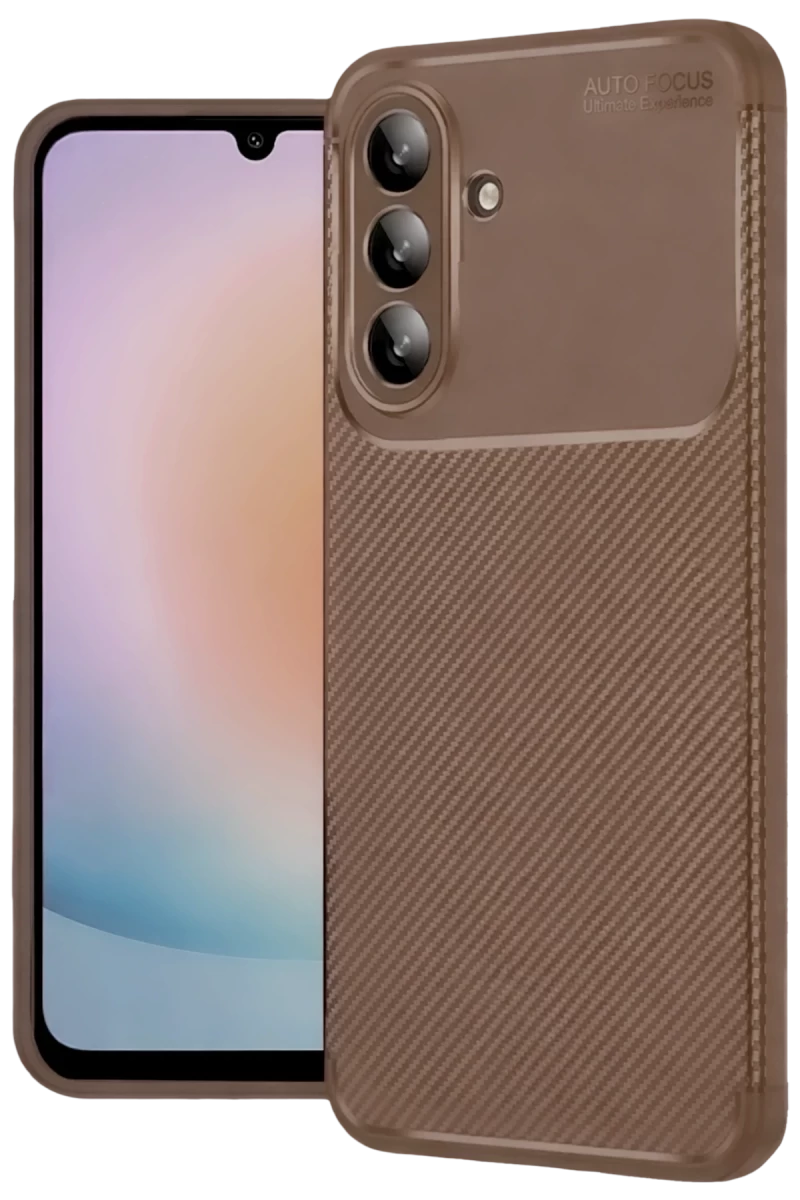 Galaxy A27 5G Auto Focus Karbon Kapak - Kahverengi