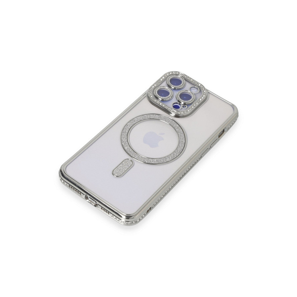 iPhone 15 Pro Kılıf Joke Simli Magneticsafe Kılıf - Gümüş