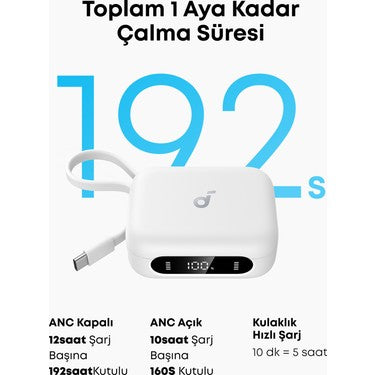 Anker Soundcore P41i Dahili Powerbank Özellikli Kablosuz Kulaklık, 192 Saat Çalma Süresi, ANC