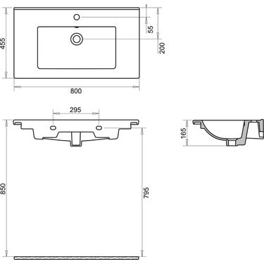 Beyaz Etejerli Lavabo 80 cm, Modern Tasarım ve Kolay Temizlik