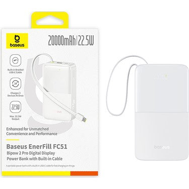 Baseus Enerfill FC51 Bipow2 Pro Dijital Göstergeli Super Hızlı Power Bank Type-C Kablolu, Usb-C 2