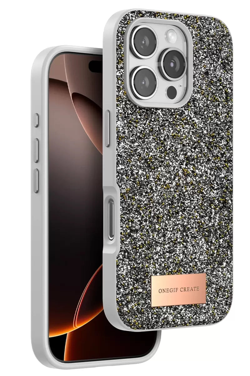 iPhone 16 Pro Max Bright Simli Kapak - Gümüş