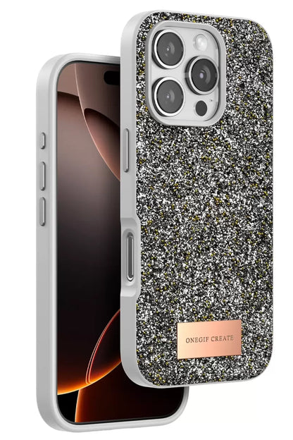 iPhone 16 Pro Max Bright Simli Kapak - Gümüş