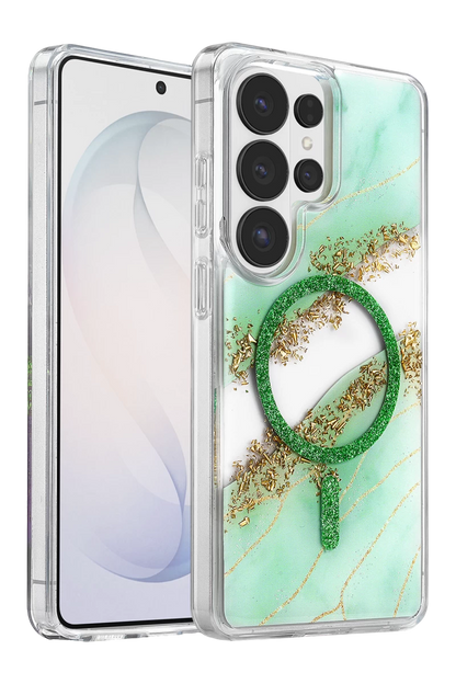 Onegif Galaxy S26 Ultra Lotus Simli Magsafe Kapak - Yeşil