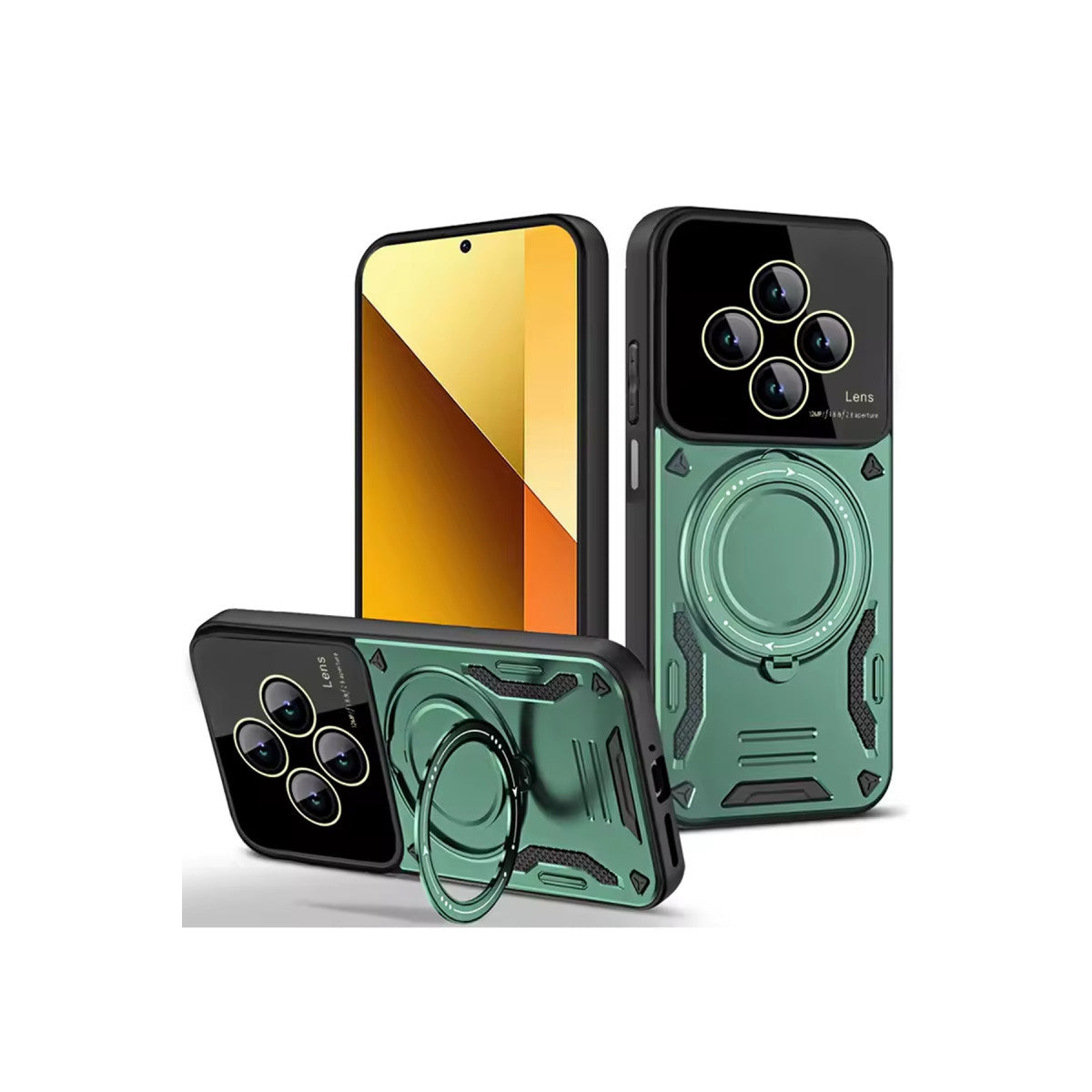Redmi 14C Kılıf Joy Lens Standlı Kapak - Koyu Yeşil