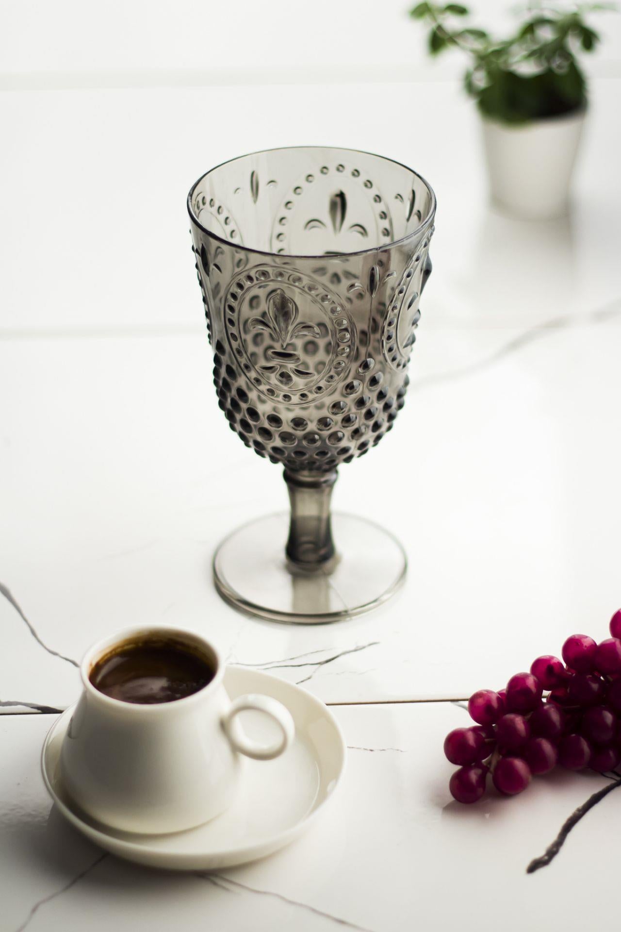 Akrilik Füme Tekli Kadeh & Su Meşrubat Kahve Yanı Bardağı 450 ml (Cam Değildir)