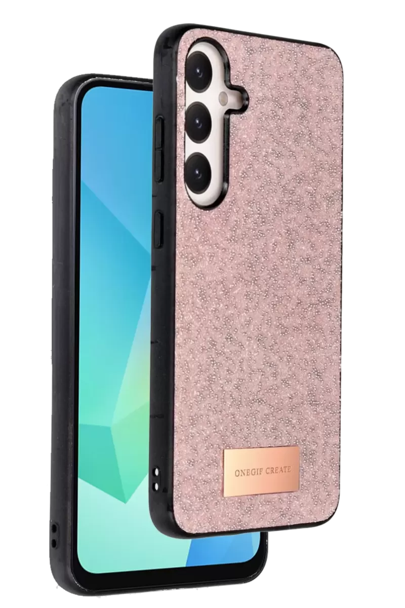 Onegif Galaxy A36 Bright Simli Kapak - Pembe