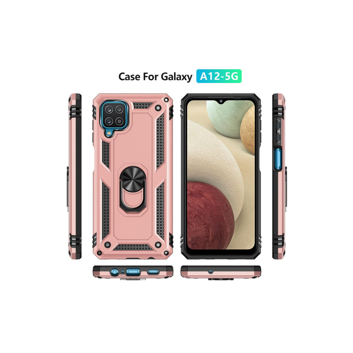 Galaxy A22 Kılıf Sofya Yüzüklü Silikon Kapak - Rose