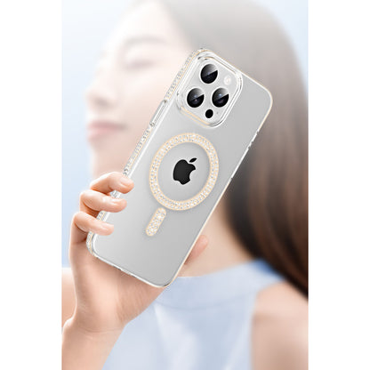 iPhone 14 Pro Max Move Taşlı Magsafe Kapak - Gümüş