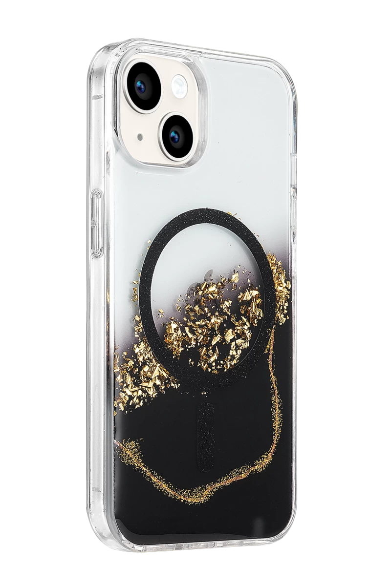Onegif iPhone 15 Lotus Simli Magsafe Kapak - Siyah