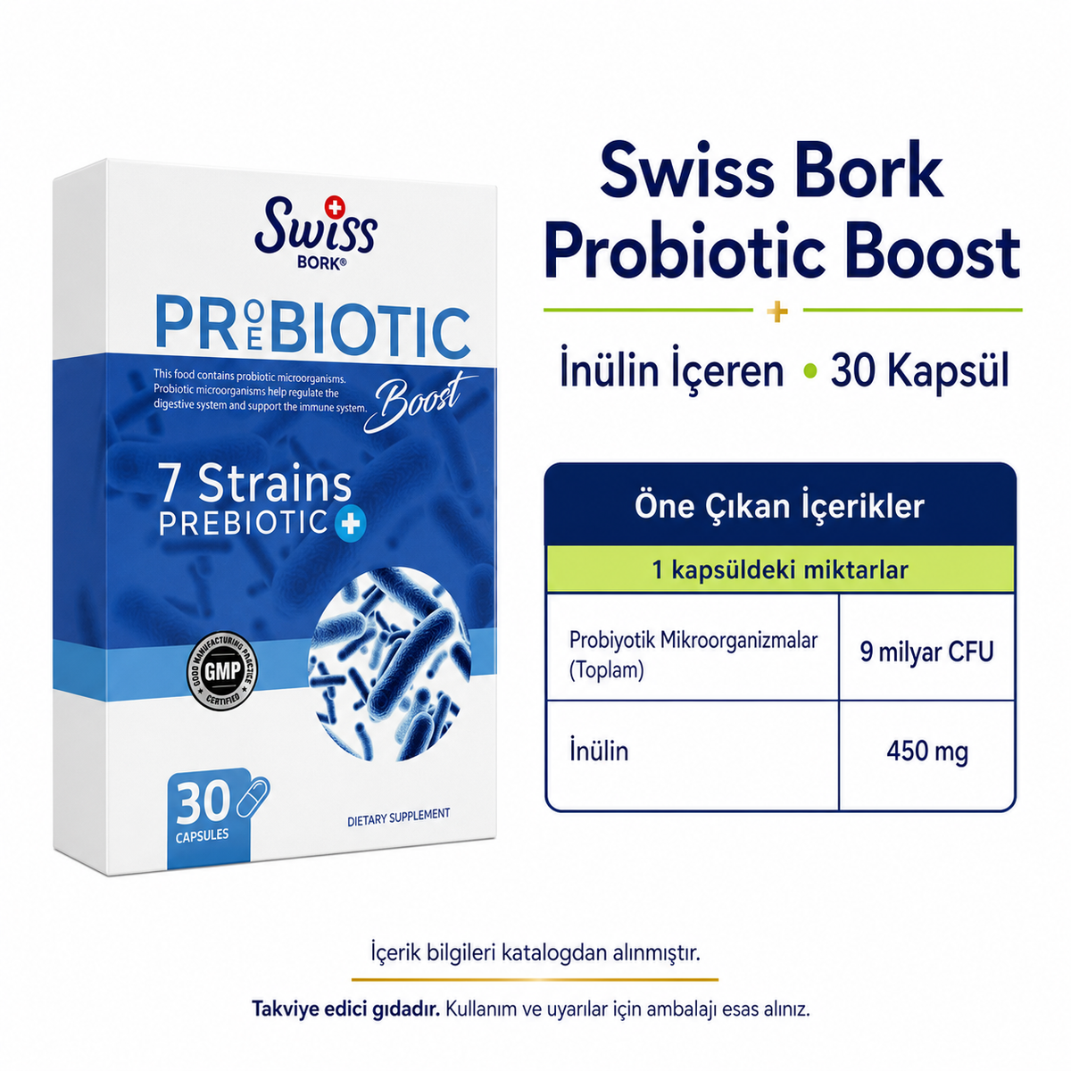 Swiss Bork Probiotic Boost İnülin İçeren 30 Kapsül