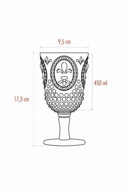 Akrilik Mavi 6'lı Kadeh & Su Meşrubat Kahve Yanı Bardağı 450 ml (Cam Değildir)