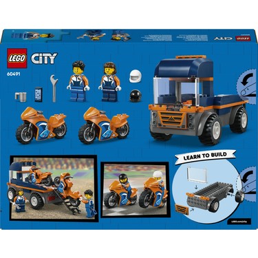 4 yaş ve üzeri çocuklar için motosiklet taşıyıcı set - 2 minifigür içeren