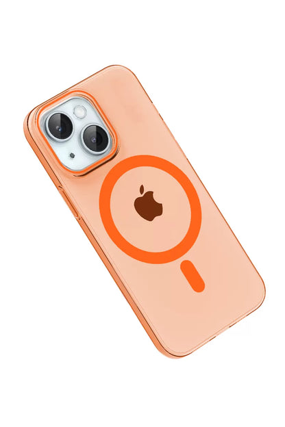 iPhone 15 PC Blank Magsafe Kapak - Turuncu