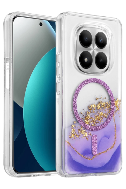 Onegif Redmi Note 15 Pro Plus 5G Lotus Simli Magsafe Kapak - Mor