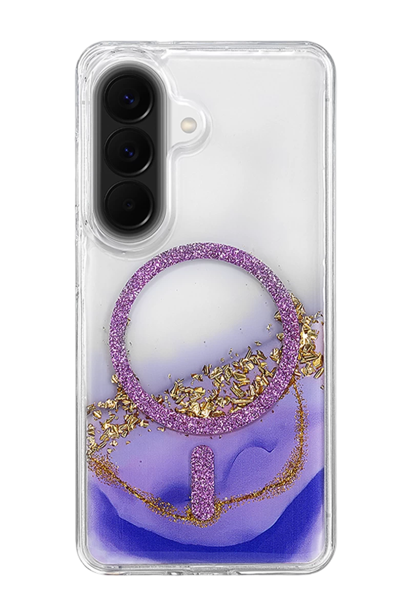 Onegif Galaxy A56 Lotus Simli Magsafe Kapak - Mor