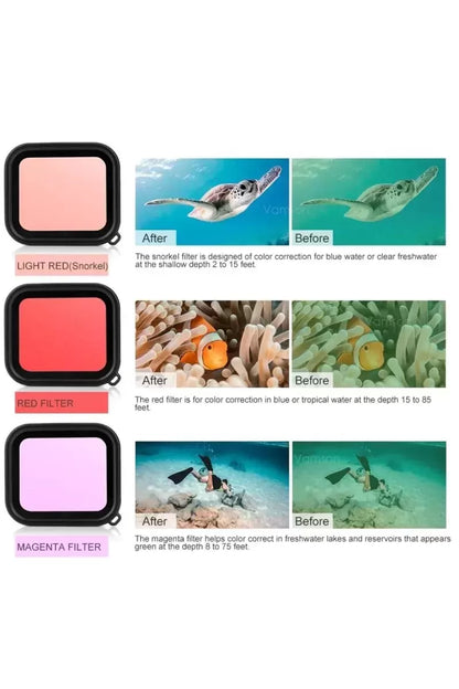 Gopro Hero Su Geçirmez Housing Uyumlu 3lü Lens Filtresi