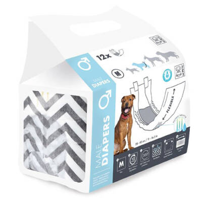 Diapers Erkek Köpekler İçin Külot Bez Large 12 li 20x65 Cm