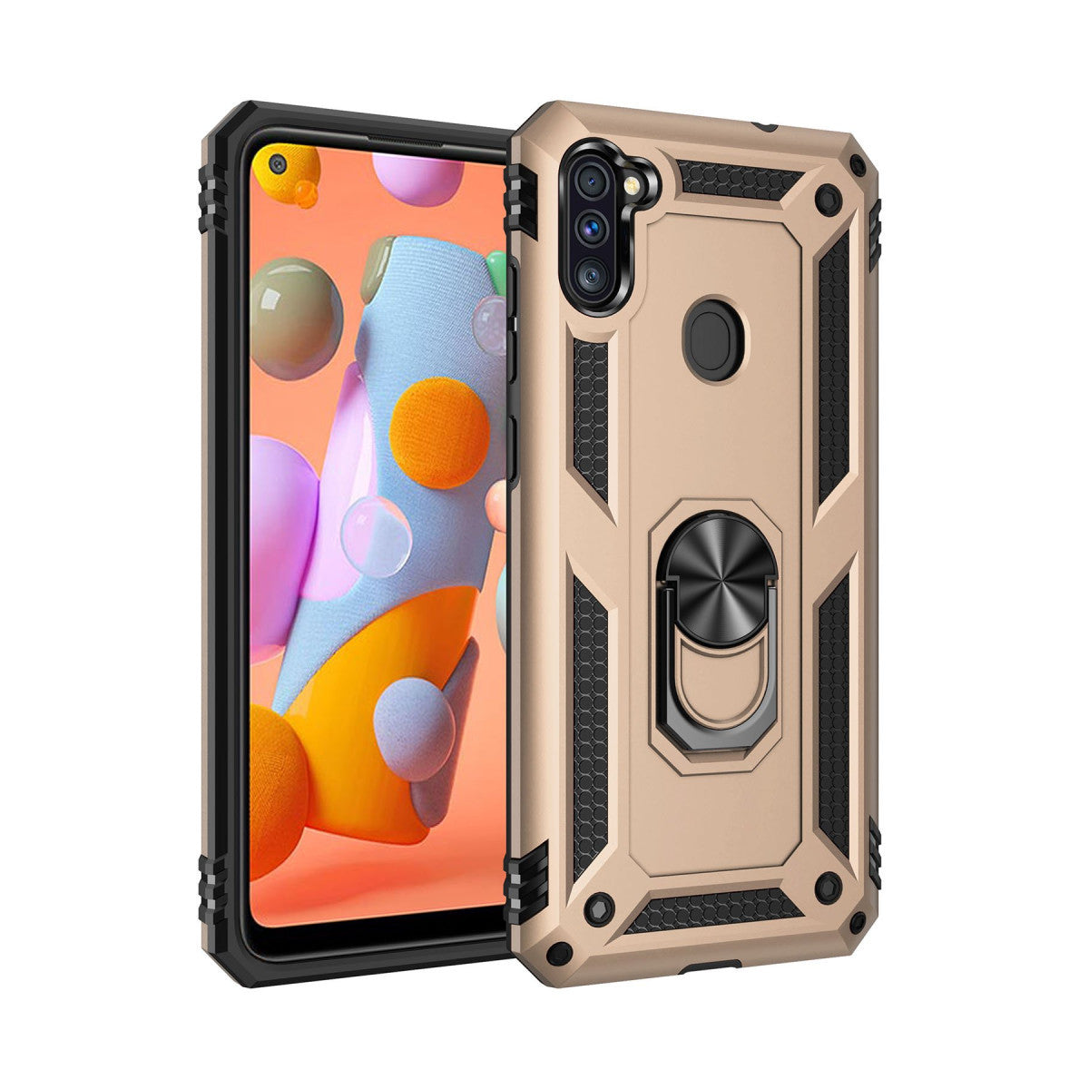 Galaxy A11 Kılıf Sofya Yüzüklü Silikon Kapak - Gold