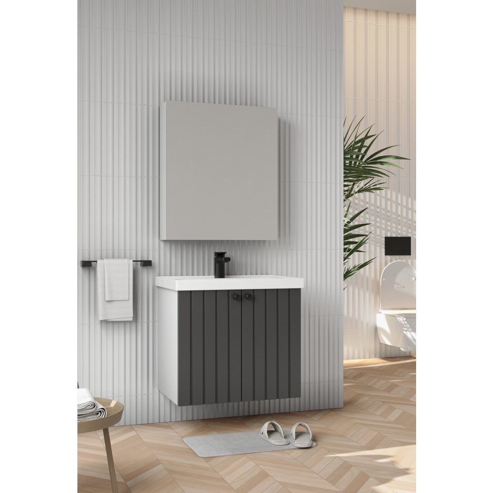 65 cm Antrasit Renkli Sıra Dışı Banyo Tasarımı