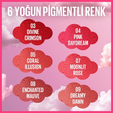 08 Enchanted Renkli Köpük Dokulu Mat Allık, Cloudtopia