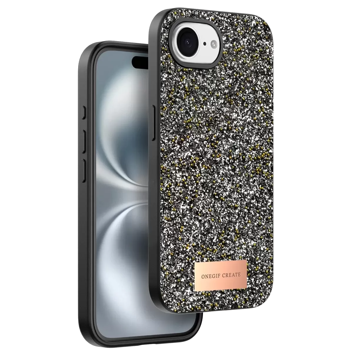 iPhone 16E Bright Simli Kapak - Gümüş