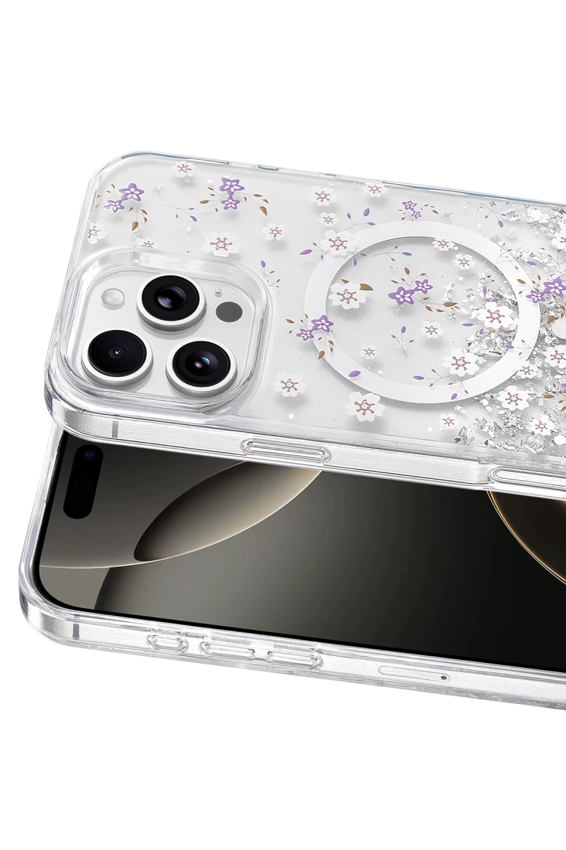Onegif iPhone 16 Pro Max Misk Simli Magsafe Kapak - Desen 2