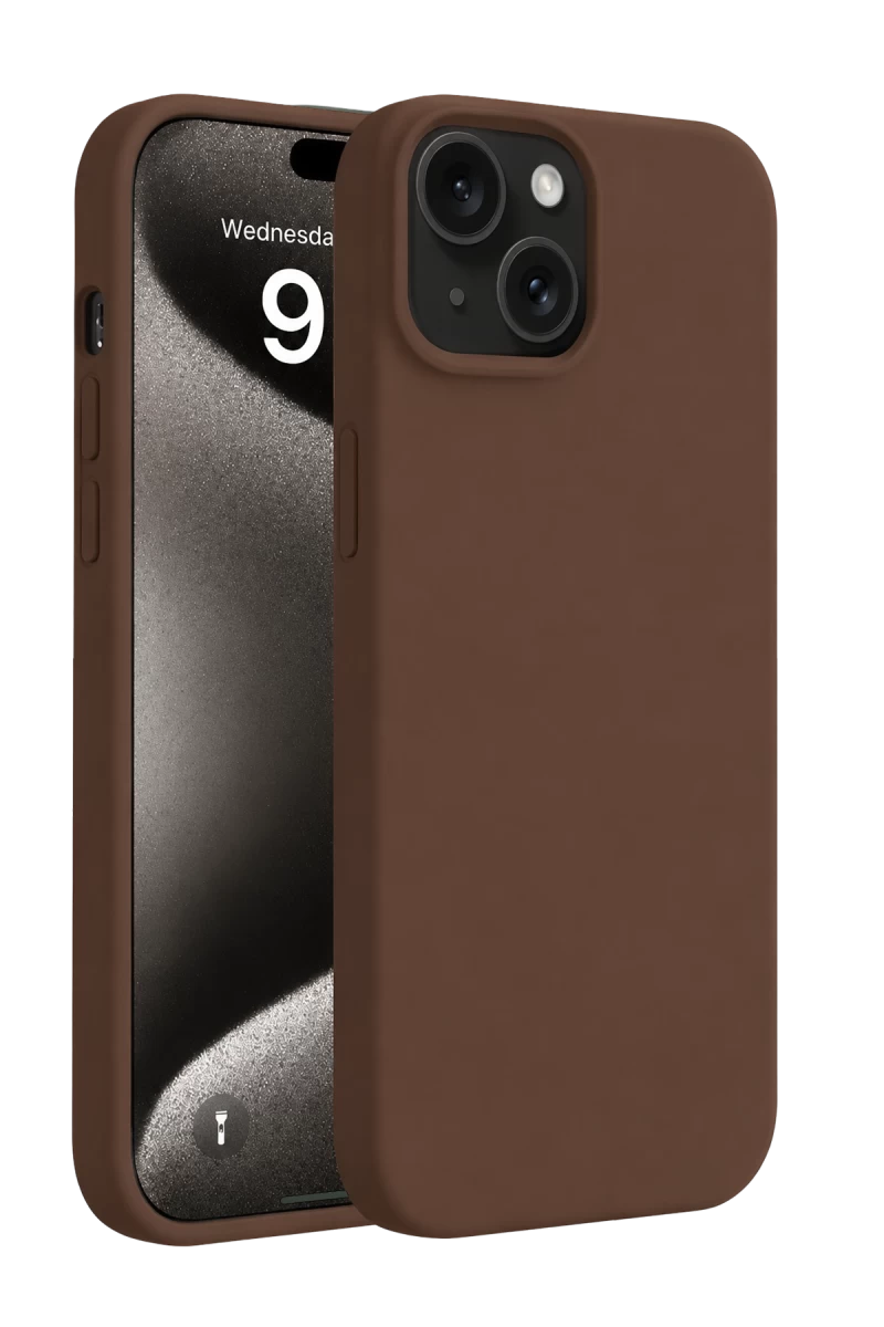 iPhone 15 Kılıf First Silikon - Kahverengi