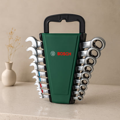 8 Parça 8-19 mm Kombine Anahtar Takımı (Plastik Standlı, Taşıma Aparatlı)