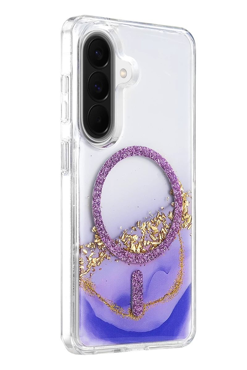 Onegif Galaxy A56 Lotus Simli Magsafe Kapak - Mor
